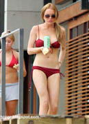 Lindsay Lohan red bikini