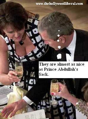 After holding hands with Prince Abdullah, President Bush gets a drink 050205