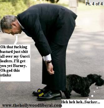 President Bush gets a gift from his dog Barney