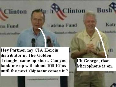 George Bush Sr., and Bill Clinton, talk business in Houston