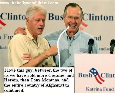 George Bush Sr., and Bill Clinton, talk business in Houston