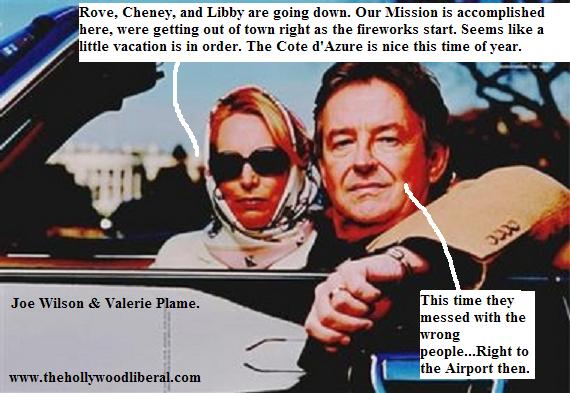 Joe Wilson, and Valerie Plame get set to ride out of Washington, right before the indictments hit