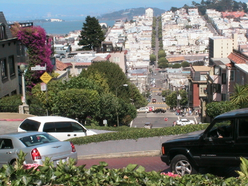 Lommbard St. and the whole view of San Francisco, and the Bay