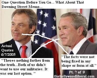 Actual quotes from President Bush and Tony Blair after being asked about the Downing Street memo 060905