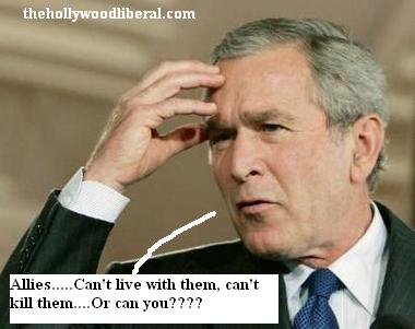 President Bush ponders a reporters 