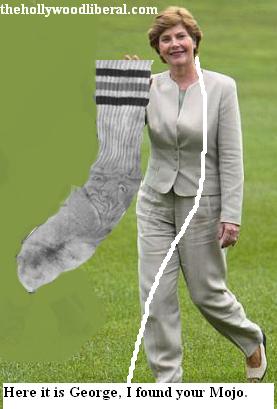 Laura Bush and a big old sweat sock