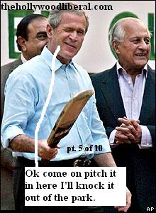 President Bush got hit in head with pitch during crikcet match in pakistan