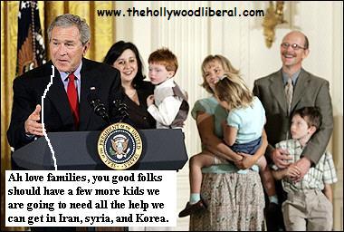 Bush meets with family to discuss sending the kids to iraq