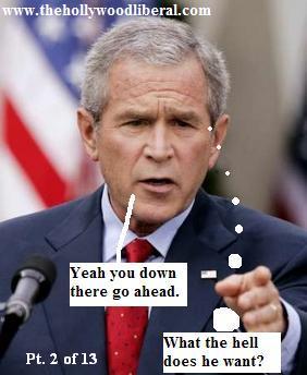 President Bush takes a question from a reporter