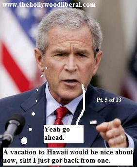 President Bush talks to the audience