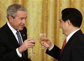 Bush and Hu, toast their world domination
