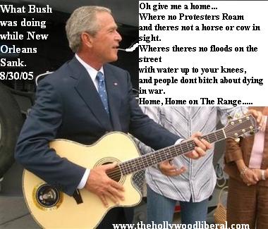 George W. Bush plays some guitar on the day New Orleans sank.