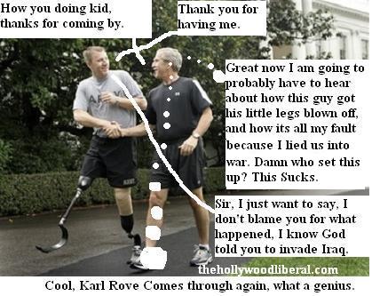 Bush jogs with legless veteran.