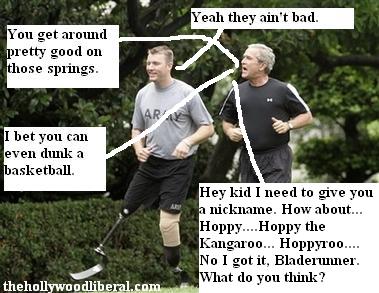 Christian Bagge and President Bush go jogging