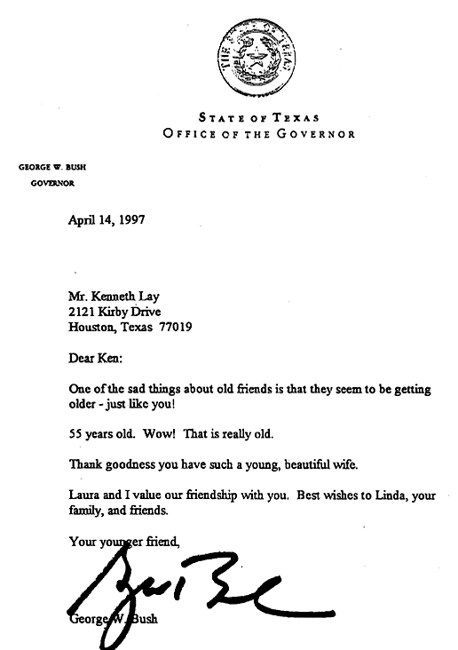 President Bush's Birthday letter to Kenneth Lay