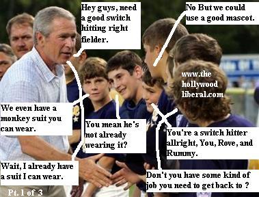 Bush hangs out with a little league team