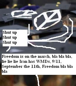 Anti-War demonstrators turn back on Bush during graduation speech