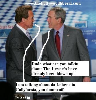 Bush and Schwarzneggar discuss the California levees