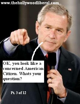 President Bush takes an audience question