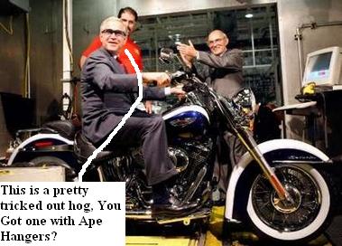 Bush glad handing at Harley Davidson