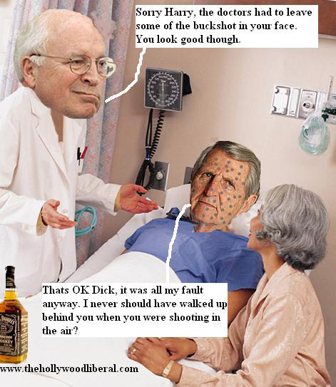 Dick Cheney visits Harry Whittington in the hospital after shooting him on a hunting trip /