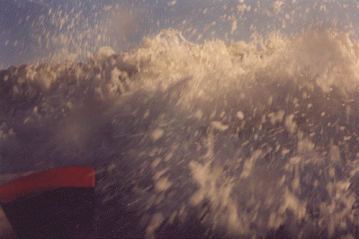 Using the Nikonos, about to get hammered again. Thats my fin on the bottom left County Line Beach Ventura co.