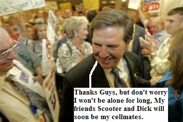 a group of Tom Delay supporters meets the indicted congressman in texas