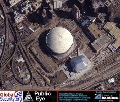 Aerial Picture of Superdome before and after Hurricane Katrina New Orleans 083105