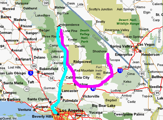 Map of southern and central california
