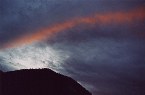Yosemite National Park: I never saw a red strip across the sky like that before, or since